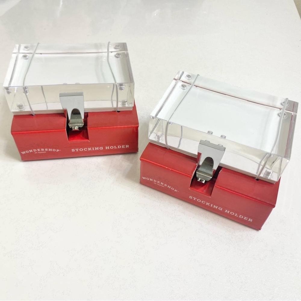 NEW 2 pack Acrylic Stocking Holder -silver hook